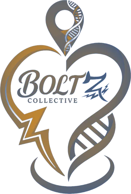 BoltZ Collective heart, bolt, and DNA logo